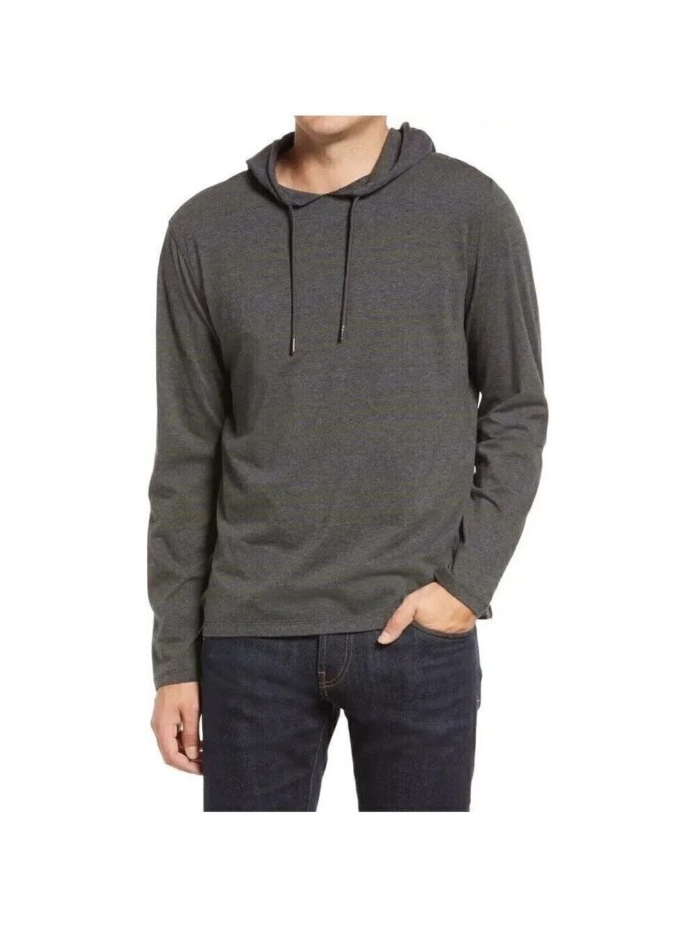 Robert Barakett "Talbert" stripe gray hoodie sz Xlarge Mens long sleeve top
